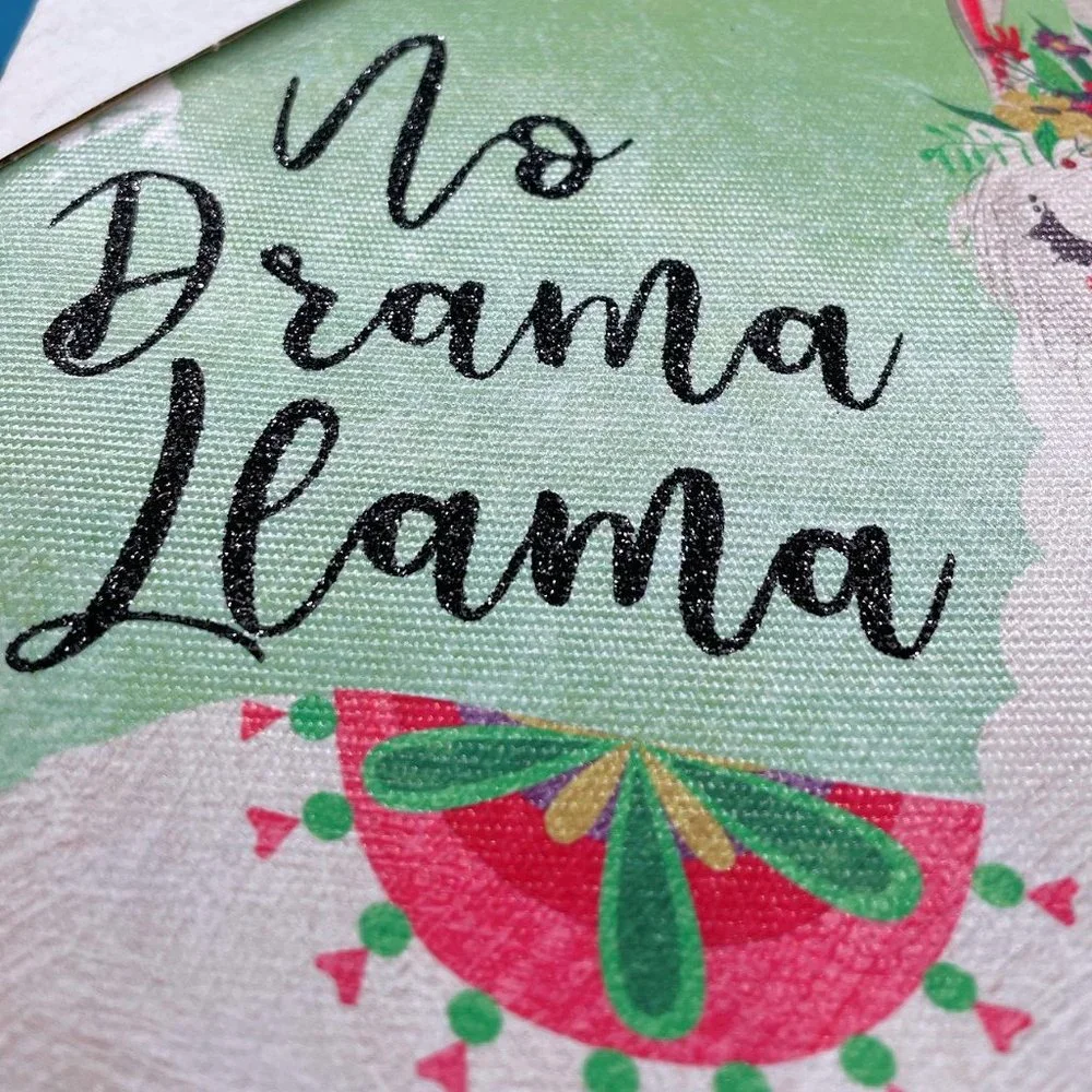 No Drama Llama Canvas Silkscreen Wall Art Dorm Room Kids Room - Picture 2 of 3